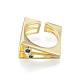 Cubic Zirconia Square Triple Layer Open Cuff Ring RJEW-N037-035B-1