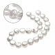 Cuentas de perlas keshi de perlas barrocas naturales redondas planas hebras PEAR-R015-17-1