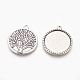 Flat Round with Tree of Life Tibetan Style Pendant Cabochon Settings TIBEP-K020kg-06AS-NR-2