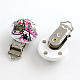 Shoes Pattern Printed Wooden Baby Pacifier Holder Clip with Iron Clasp WOOD-R241-15-1