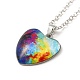 Collier pendentif coeur en verre avec nuage NJEW-H165-01D-2