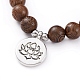 Perles de bois unisexes bracelets à breloques extensibles BJEW-JB04959-01-2