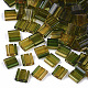 2ホールガラスシードビーズ  透明スプレー塗装  ツートン  長方形  ダークオリーブグリーン  5x4.5~5.5x2~2.5mm  穴：0.5~0.8mm SEED-S023-40C-01-1