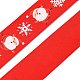 クリスマスプリントのポリエステル製グログランリボン 1 ロール  サンタクローススノーフレークフラットリボン  レッド  1インチ（25mm）  約20.00ヤード（18.29m）/ロール OCOR-YW0001-05C-2