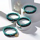 Ensemble de bracelets extensibles en perles de noix de coco naturelles et de turquoise synthétique (teintes) BJEW-JB07168-2