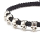 Bracelet de perles tressées en alliage de tête de mort BJEW-JB07861-02-3