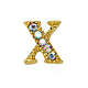Cabujones de clavos con letras de diamantes de imitación de oro de aleación MRMJ-S047-023X-1