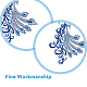 Hobbyay 2 個ブルー孔雀の羽刺繍レースネックライン襟ウォームトーン刺繍パッチクラフトレース縫製刺繍パッチ鳥刺繍花装飾ジーンズ  帽子  衣類 PATC-WH0009-06-4