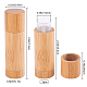 竹とプラスチックの空の口紅のボトル  リップグロスチューブ  リップバームチューブ  キャップ付き  コラム  バリーウッド  21x72mm  容量：5g MRMJ-WH0064-16-2