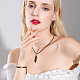 Fibloom – colliers à pendentif en forme de balle avec pierres précieuses naturelles mélangées et bracelet de perles tressées SJEW-FI0001-12-6