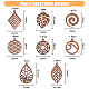Hobbiesay 16 pièces 8 styles pendentifs en bois de noyer naturel WOOD-HY0001-04-2