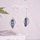 Natural Sodalite Bullet & Leaf Dangle Stud Earrings EJEW-PH01406-03-3