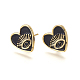 Brass Enamel Stud Earrings EJEW-L224-42G-2