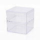 正方形のポリスチレンビーズ貯蔵容器  2つのコンパートメントオーガナイザーボックス付き  ジュエリービーズ用小さなアクセサリー  透明  5.9x5.9x6.1cm CON-N011-013-1