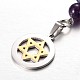 Fashionable 304 Stainless Steel Flat Round with Star of David Pendant Necklaces NJEW-JN01268-2