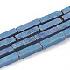 電気メッキ磁気無し合成ヘマタイトビーズ連売り  マットなスタイル  直方体の  ブルーメッキ  8x2x2mm  穴：0.8mm  約50個/連  15.7インチ G-T061-147A-1