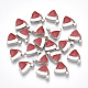 合金カボション  エナメル  クリスマスの帽子  レッド  プラチナ  8x8.5x1.5mm PALLOY-T054-149-1