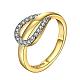 Classic Real 18K Gold Plated Tin Alloy Cubic Zirconia Rings for Women RJEW-BB09364-7G-1