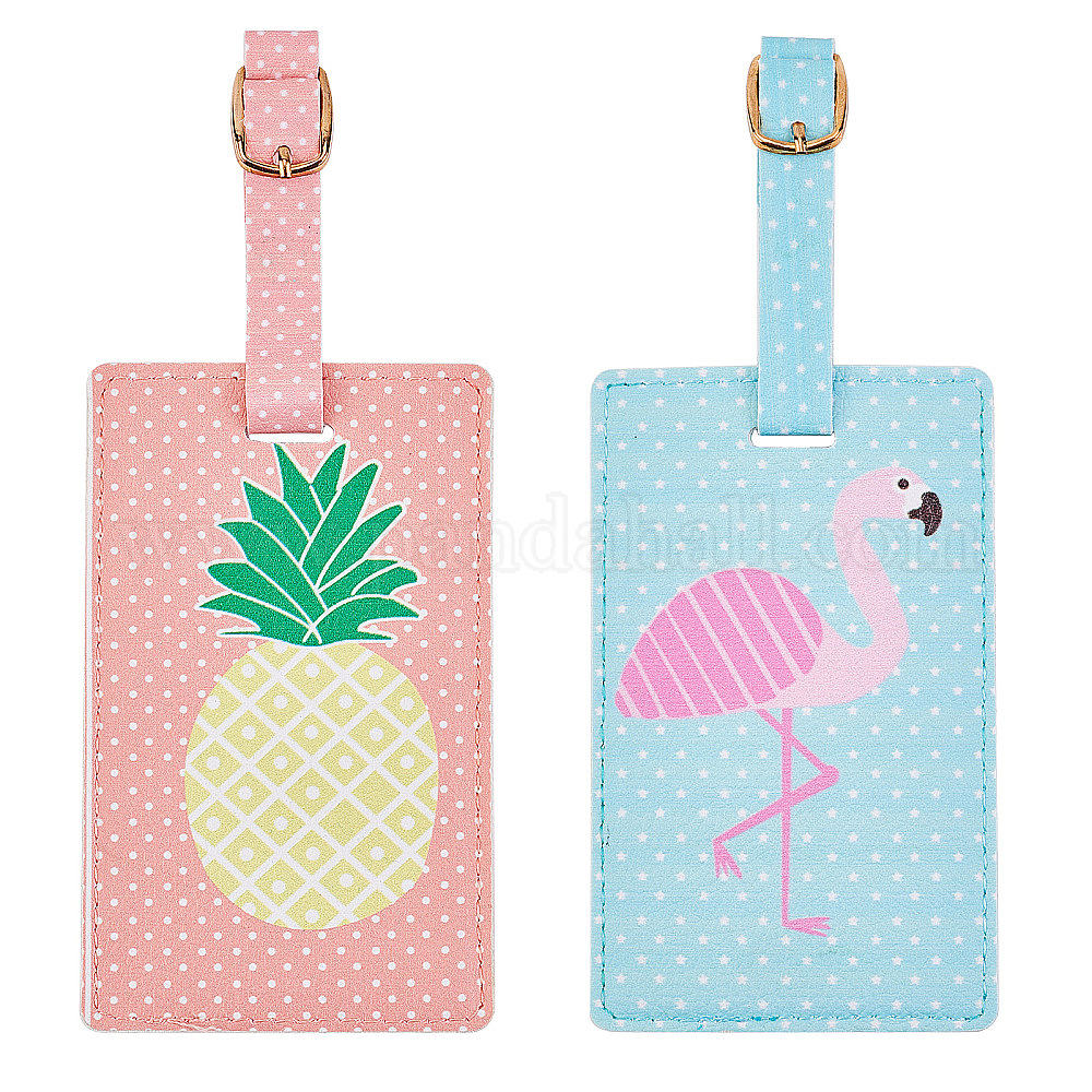 Shop GORGECRAFT 2 Pack Luggage Tags Flamingo Pineapple PU Leather ...