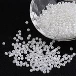 8/0 ceylan perles de rocaille en verre ronde, blanc, taille: environ 3mm de diamètre, Trou: 1 mm, environ 1101 pcs/50 g