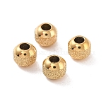 Ion Plating(IP) Textured 304 Stainless Steel Beads, Round, Golden, 4mm, Hole: 1.5mm