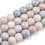 Brins de perles rondes en verre craquelé opaque, pierres d'imitation, ronde, amande blanchie, 8~9mm, Trou: 1.5mm, Environ 104~106 pcs/chapelet, 30.31~31.10 pouce (77~79 cm)