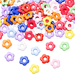 Непрозрачные акриловые бусины, цветок, разноцветные, 19x19x3.5 мм, отверстие : 1.4 мм, 100 шт / комплект