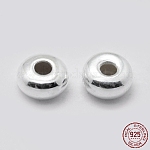 Rondelle 925 perles intercalaires en argent massif, couleur d'argent, 3x1.5mm, Trou: 1mm, environ 400 pcs/20 g