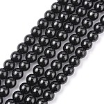 Синтетических черный камень бисер нитей, окрашенные, круглые, чёрные, 6 мм, отверстие : 0.8 мм, около 62 шт / нитка, 14.5~15 дюйм