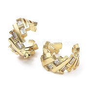 Серьги-каффы из латуни с микропаве и кубическим цирконием EJEW-M226-01G