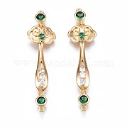 Brass Micro Pave Clear & Green Cubic Zirconia Connector Charms KK-N232-227
