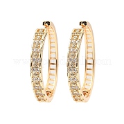 Серьги-кольца из латуни с микропаве из кубического циркония EJEW-D078-48KCG
