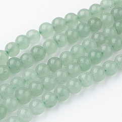 Cordones de cuentas de aventurina verde natural, redondo, 6~6.5mm, agujero: 1 mm, aproximamente 60 pcs / cadena, 14.9 pulgada (38 cm)