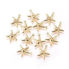 Ciondoli in acciaio inossidabile 304, stelle marine / stelle marine, oro, 17x15x2mm, Foro: 1 mm