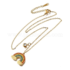 Ожерелья с подвеской в виде радуги из нержавеющей стали 304 со стразами для женщин NJEW-U043-03G