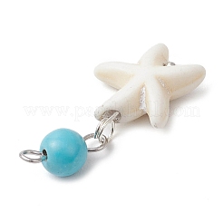 4 шт. 4 стиля круглых кулонов из окрашенной синтетической бирюзы и натуральных ракушек&nbsp;PALLOY-JF03813