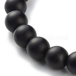 Set di bracciali elasticizzati in pietra lavica naturale e pietra nera sintetica ed ematite non magnetica con perline rotonde&nbsp;BJEW-JB06971