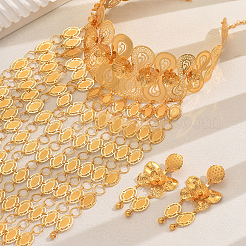 Set di collane e orecchini di lusso con ciondolo a forma di moneta a forma di farfalla floreale in ferro per donna&nbsp;GE2124