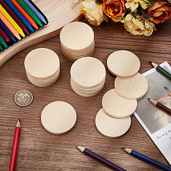 Необработанные деревянные плоские круглые вырезы WOOD-WH0050-042C