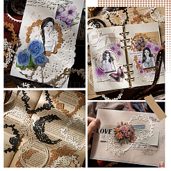 3 Set mit 6 Scrapbook-Papierblöcken im Vintage-Stil mit Ausschnitten und Spitze.&nbsp;DIY-CP0012-60