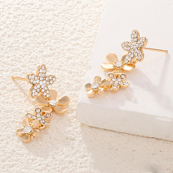 Серьги-гвоздики из цветочного сплава и хрустальных страз&nbsp;FS-WG0E7F6-01