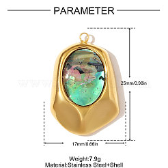 304 Edelstahl-Paua-Muschelanhänger&nbsp;STAS-OY008-90G