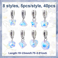 40 шт. 8 стиля прозрачные стеклянные европейские подвески-шармы PALLOY-GA00042