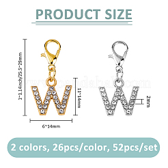 52 шт. 2-цветный сплав хрустальных страз подвесные украшения HJEW-FH00143