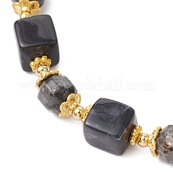 Натуральные бусины ларвикита эластичные браслеты для мужчин и женщин&nbsp;BJEW-JB12013