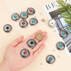 12 шт. 4-х цветные декоративные заклепки из сплава с 1 отверстиями и бирюзового цвета FIND-GF0003-46