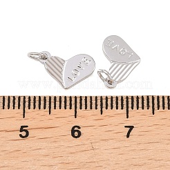 真鍮製チャーム  ラックめっき  長持ちメッキ  カドミウムフリー＆鉛フリー  プラチナ  丸カン付き  ハート  11x7.5x1.5mm  穴：2mm&nbsp;KK-Z146-09A-P