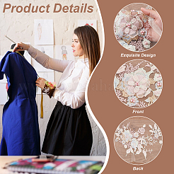 Accesorios de adornos bordados de poliéster con cuentas de flores 3d&nbsp;DIY-WH0622-001A