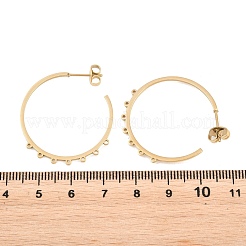 304ステンレススチールスタッドピアス金具  耳ワイヤー  ピアスバックキャッチ/イヤーナットとループ付き  ゴールドカラー  30x1mm  穴：0.9mm&nbsp;STAS-C182-01D-G