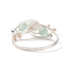 Natürlicher grüner Aventurin-Perlen-Spiral-Fingerring&nbsp;RJEW-TA00049-03